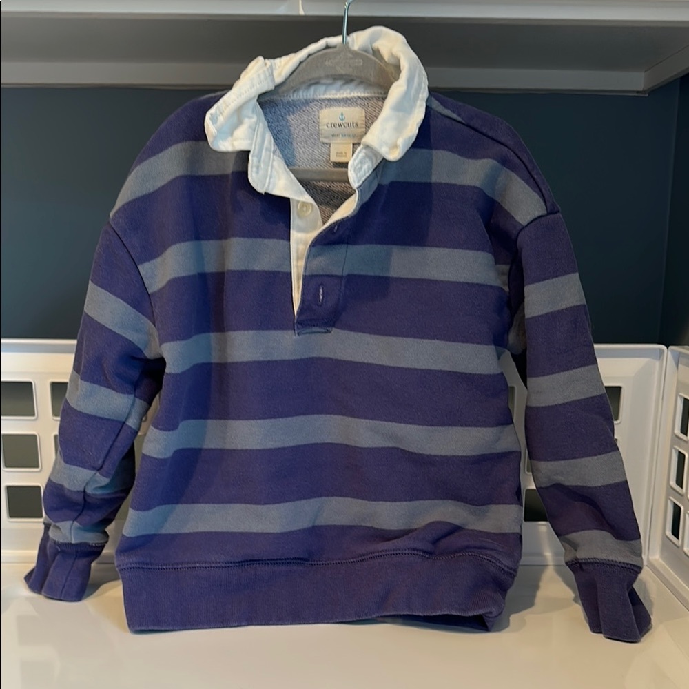 Blue and Gray Striped Rugby Shirt